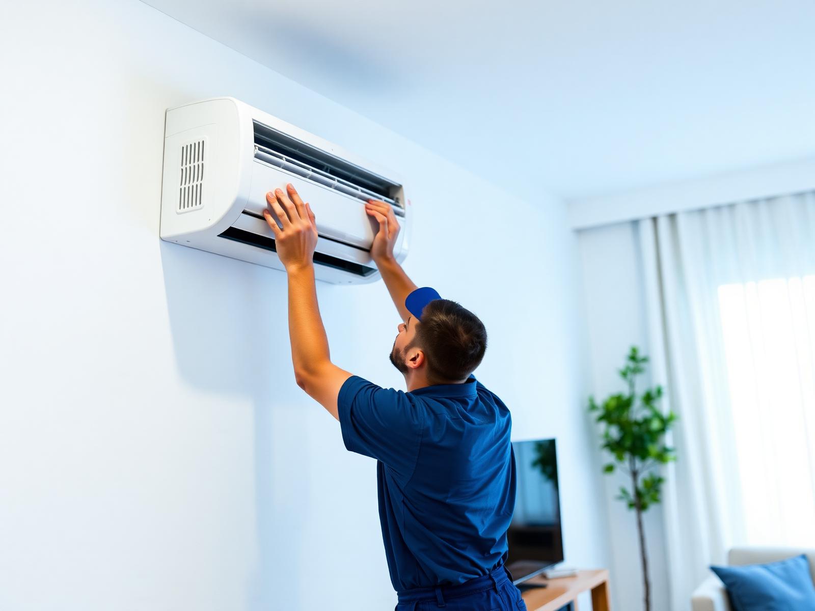 Técnico da Daniel Clean realizando instalação técnica de ar-condicionado em Ribeirão Preto